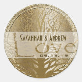 Sticker Rond Sceau Mariage or Golden Oakl Tree (Devant)