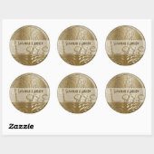 Sticker Rond Sceau Mariage or Golden Oakl Tree (Feuille)