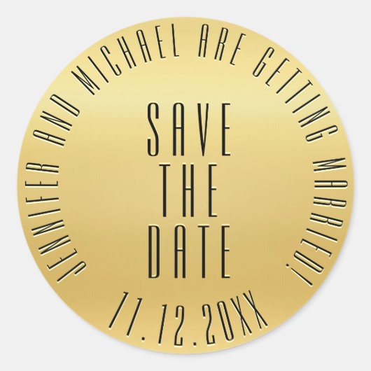Sticker Rond Sceau Mariage or moderne (Devant)