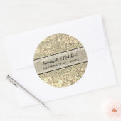 Sticker Rond Sceau Mariage romantique Parties scintillant d'or (Enveloppe)