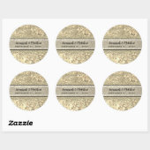 Sticker Rond Sceau Mariage romantique Parties scintillant d'or (Feuille)