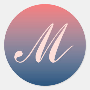 Sticker Rond Sceau Mariage rose et bleu Twilight