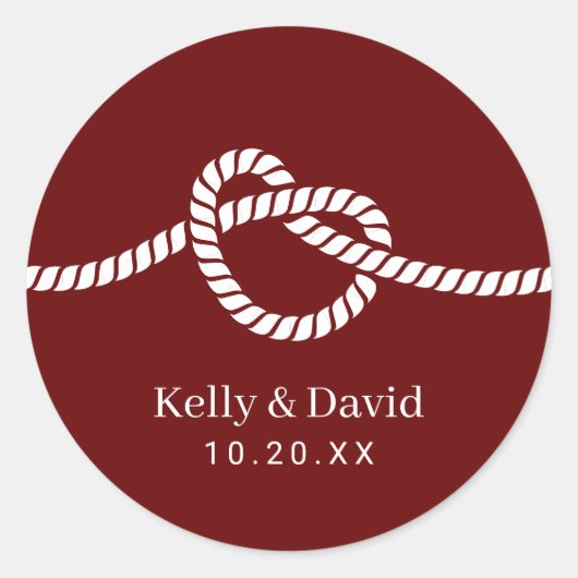 Sticker Rond Sceau Mariage rouge Coeur du noeud (Devant)