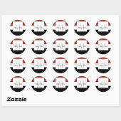Sticker Rond Sceau Mariage rouge Noir Trois Monogrammes (Feuille)