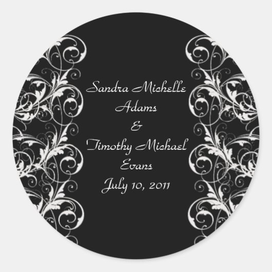 Sticker Rond Sceau Mariage Royal Romance noir/lunette (Devant)