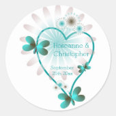 Sticker Rond Sceau mariage/Sticker Papillon Coeur (Devant)
