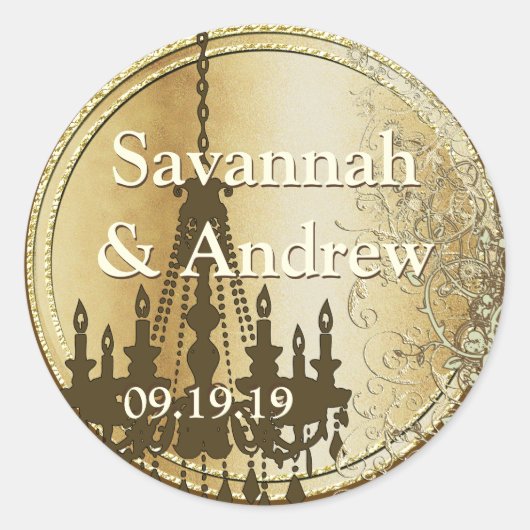 Sticker Rond Sceau Mariage turquoise Inséparable or (Devant)