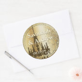 Sticker Rond Sceau Mariage turquoise Inséparable or (Enveloppe)