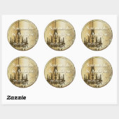 Sticker Rond Sceau Mariage turquoise Inséparable or (Feuille)