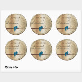 Sticker Rond Sceau Mariage turquoise Inséparable or (Feuille)