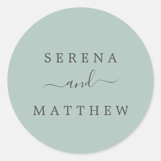 Sticker Rond Sceau Mariage vert Mint Enveloppe (Devant)