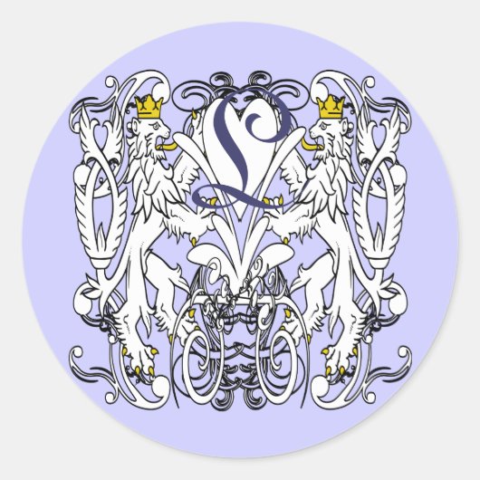 Sticker Rond Sceau Mariage vintage Lion Rampant Renaissance (Devant)