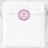 Sticker Rond Sceau officiel de la Parties scintillant rose lapi (Sac)