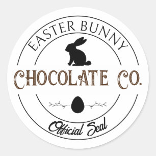 Sticker Rond Sceau officiel de la société de chocolat du lapin