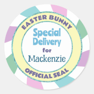 Sticker Rond Sceau officiel de lapin de Pâques Livraison spécia