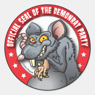 Sticker Rond SCEAU OFFICIEL du PARTI du RAT-DÉMON Rongeur maléf