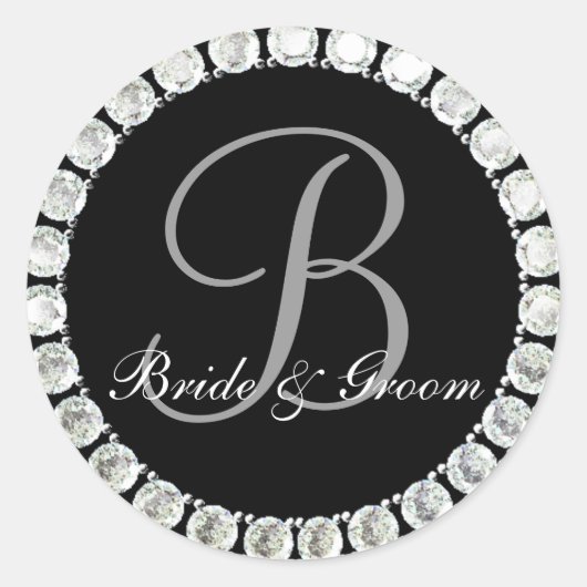 Sticker Rond Sceau personnalisable de monogramme de diamant B (Devant)