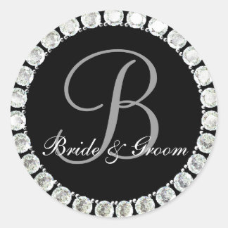 Sticker Rond Sceau personnalisable de monogramme de diamant B