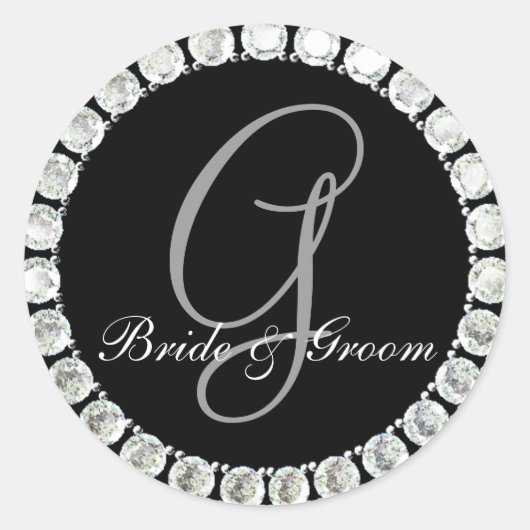 Sticker Rond Sceau personnalisable de monogramme de diamant G (Devant)