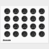 Sticker Rond Sceau personnalisable en diamant monogramme D (Feuille)