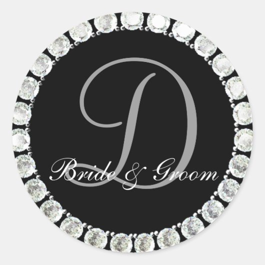 Sticker Rond Sceau personnalisable en diamant monogramme D (Devant)