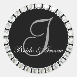 Sticker Rond Sceau personnalisable en diamant monogramme I