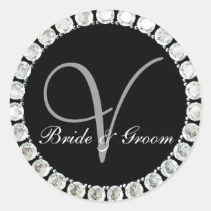Sticker Rond Sceau personnalisable en V monogramme diamant
