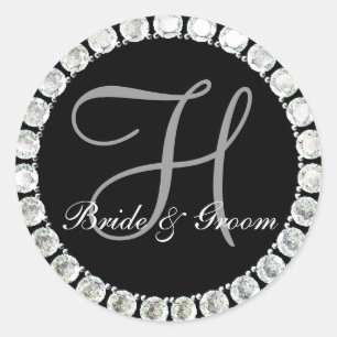 Sticker Rond Sceau personnalisable H monogramme de diamant