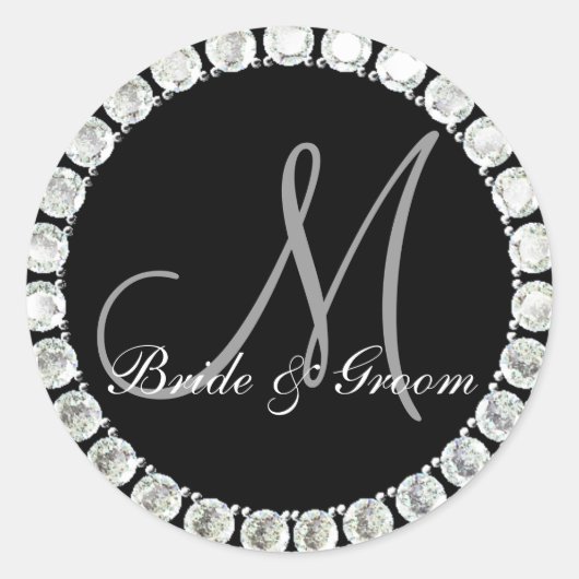 Sticker Rond Sceau personnalisable M monogramme diamant (Devant)