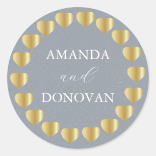 Sticker Rond Sceau pour enveloppe de mariage bleu poussiéreux M