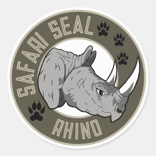 Sticker Rond Sceau Safari Rhino (Devant)