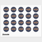 Sticker Rond Sceau simple d'enveloppe de Mariage monogramme (Feuille)