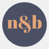 Sticker Rond Sceau simple d'enveloppe de Mariage monogramme (Devant)