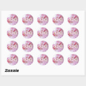 Sticker Rond Sceaux de cerisier rose avec initiales (Feuille)