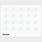 Sticker Rond Sceaux d'enveloppe à monogramme Ampersand Bleu Aqu (Feuille)
