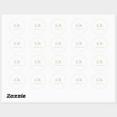 Sticker Rond Sceaux d'enveloppe à monogramme doré pour mariage (Feuille)