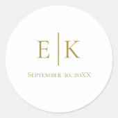 Sticker Rond Sceaux d'enveloppe à monogramme doré pour mariage (Devant)