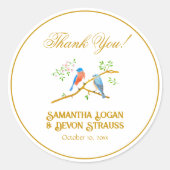 Sticker Rond Sceaux d'enveloppe aux merles bleus (Devant)