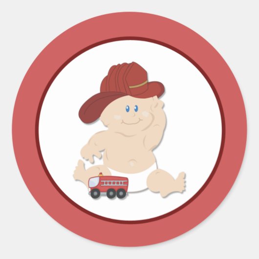 Sticker Rond Sceaux d'enveloppe de BÉBÉ FIRE FIGHTER (Devant)