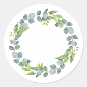 Sticker Rond Sceaux d'enveloppe de mariage à couronne d'eucalyp