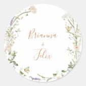 Sticker Rond Sceaux d'enveloppe de mariage de fleurs sauvages d (Devant)