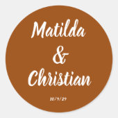 Sticker Rond Sceaux d'enveloppe de mariage orange brûlé minimal (Devant)