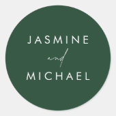 Sticker Rond Sceaux d'enveloppe de mariage vert de script moder (Devant)