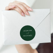 Sticker Rond Sceaux d'enveloppe de mariage vert de script moder