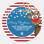 Sticker Rond Sceaux d'enveloppe de rennes de Noël fantaisistes (Devant)