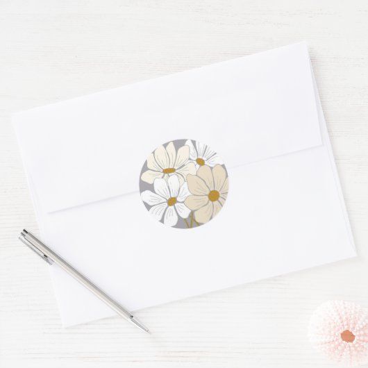 Sticker Rond sceaux d'invitation Simple Daisy (Enveloppe)