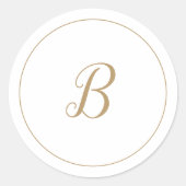 Sticker Rond Sceaux Mariage monogramme or minimaliste (Devant)