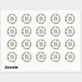 Sticker Rond Sceaux Mariages d'enveloppe de monogramme de serti (Feuille)