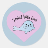 Sticker Rond Scellé avec le phoque d'amour (Devant)