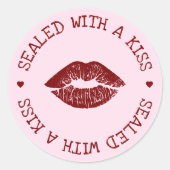 Sticker Rond Scellé avec un baiser Lèvres roses et rouges Saint (Devant)